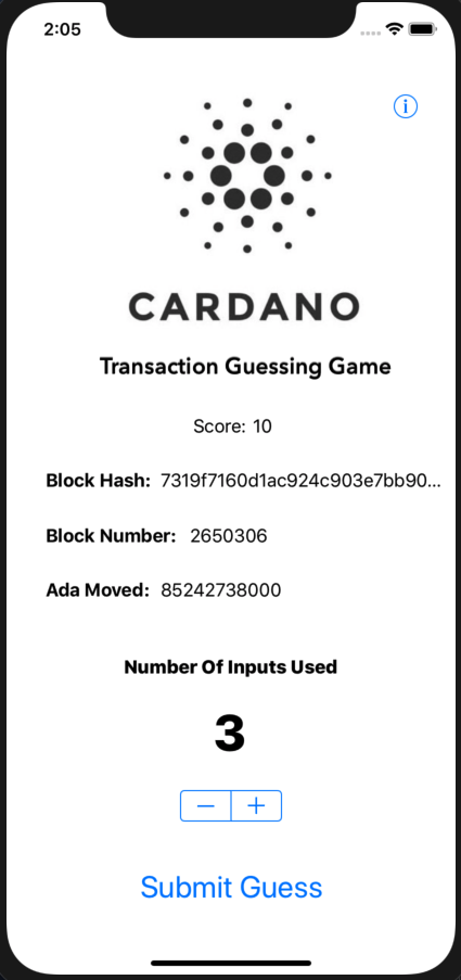 Soshenを使用したios上のcardano推測ゲーム Wenyanet
