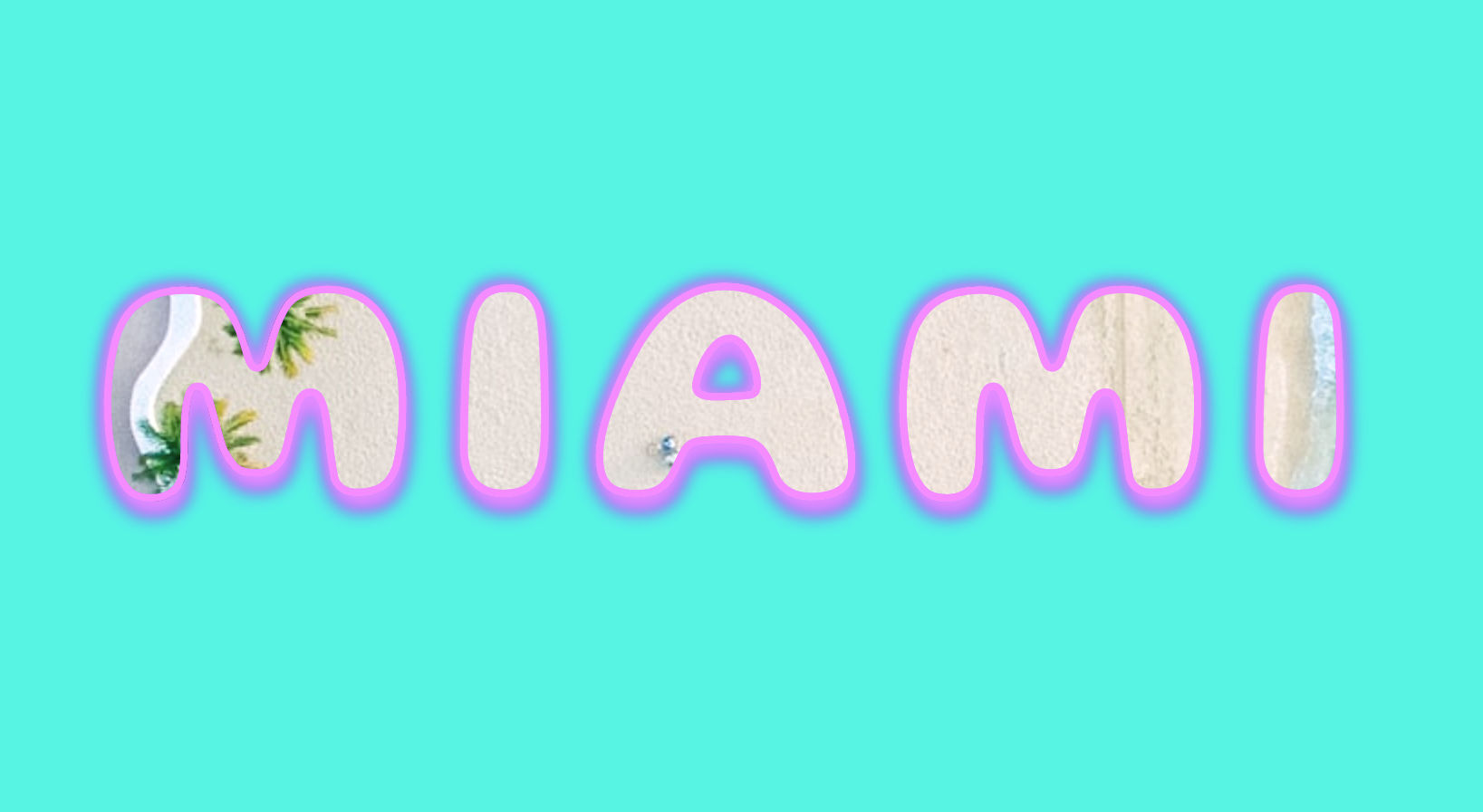 screenshot of miami text example of Bubble text with image background