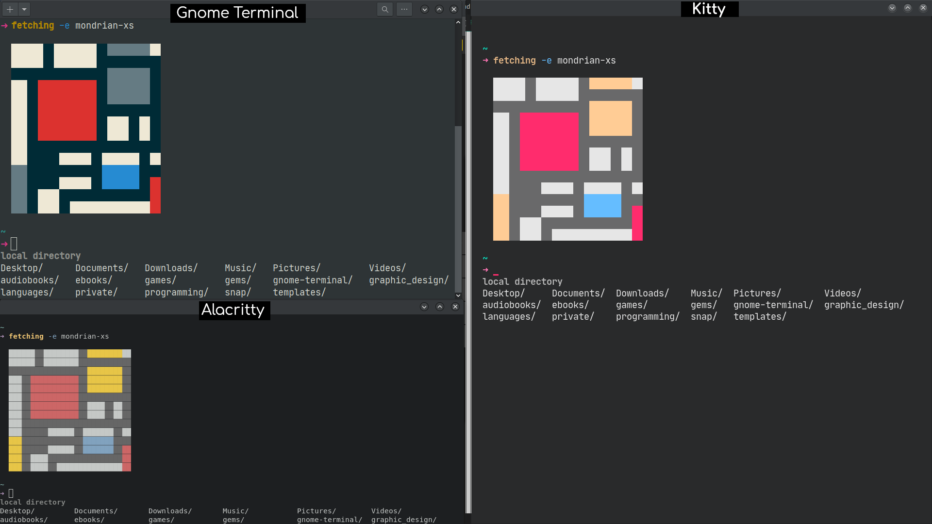 terminal rendering differences