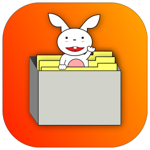 File Bunny logo. It is a bunny inside a filing cabinet with its head popped up between files