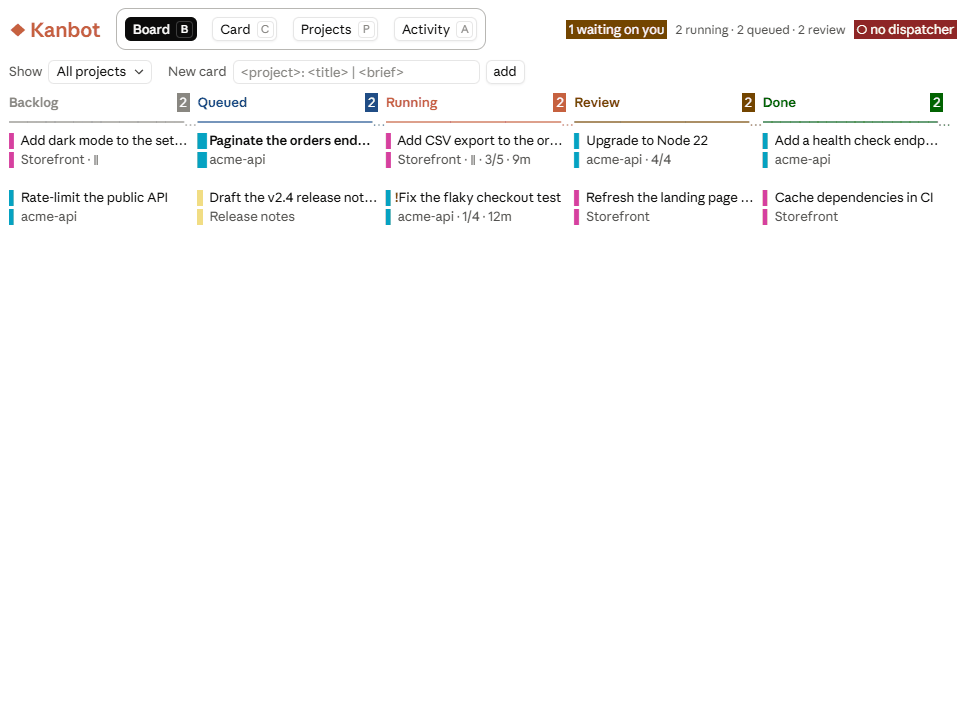 Kanbot in the Code tab of the Claude desktop app