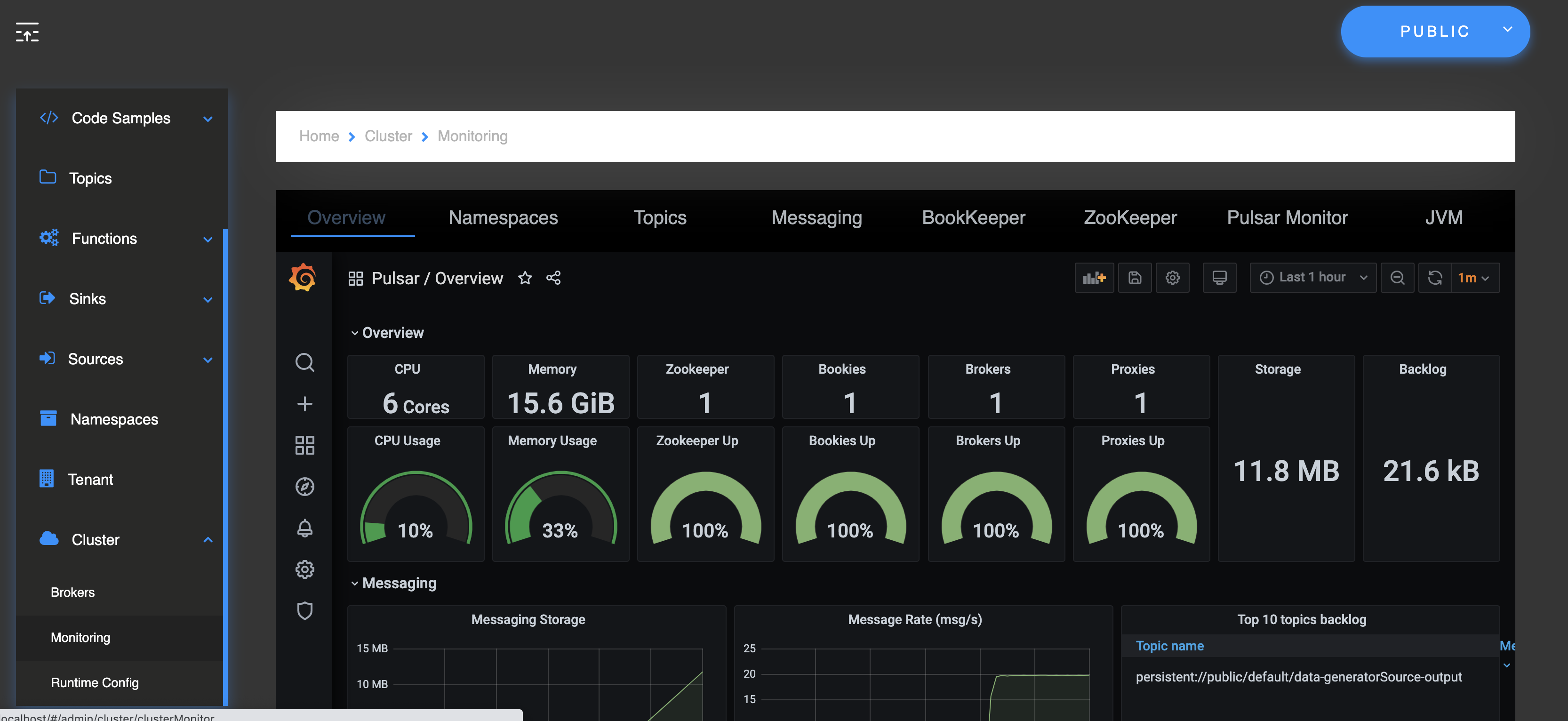 Grafana in Admin Console