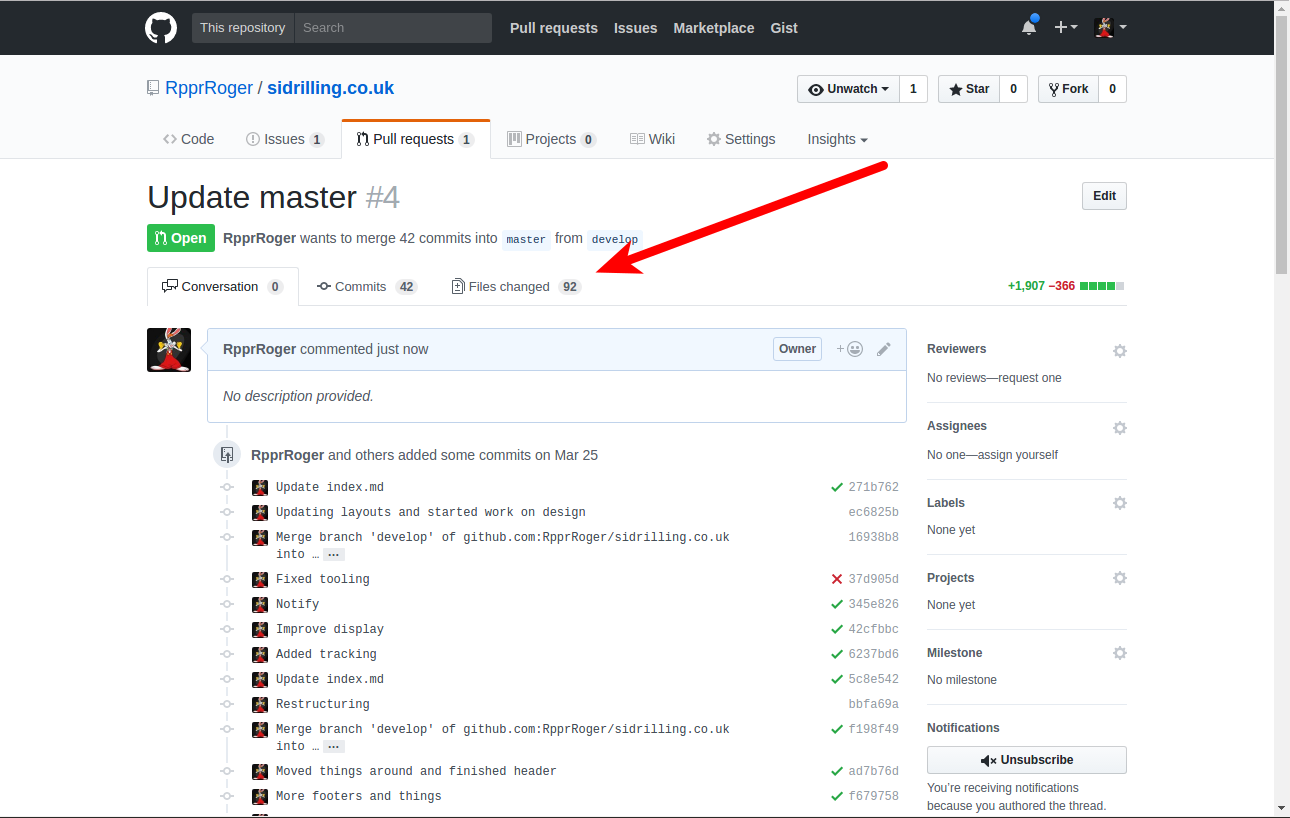 Github Pull Request view changes