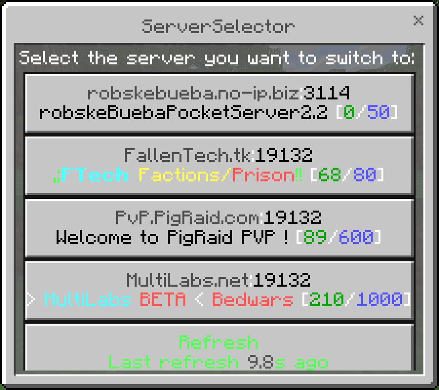 Github Robske110 Serverselector A Pocketmine Plugin Which Shows A List With Servers Along With Their Info And A Transfer Button