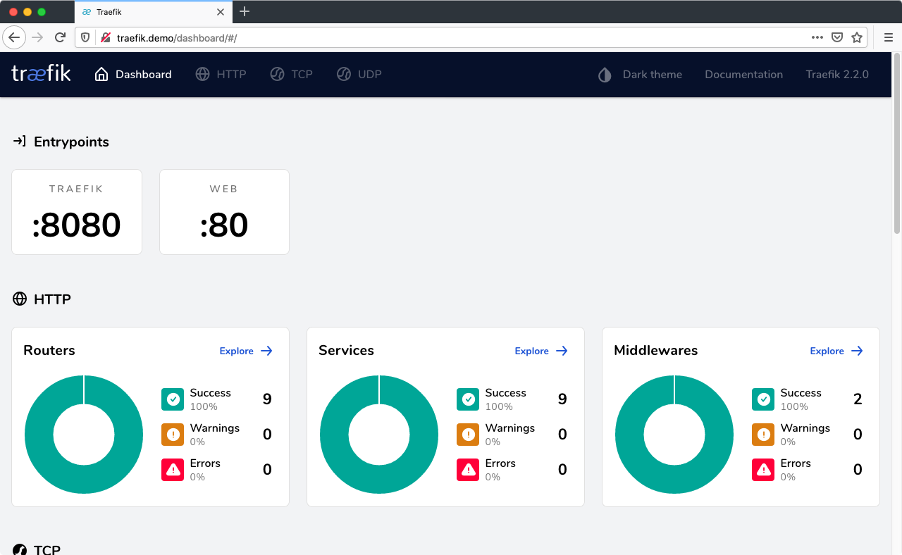 Screenshot of the Traefik UI