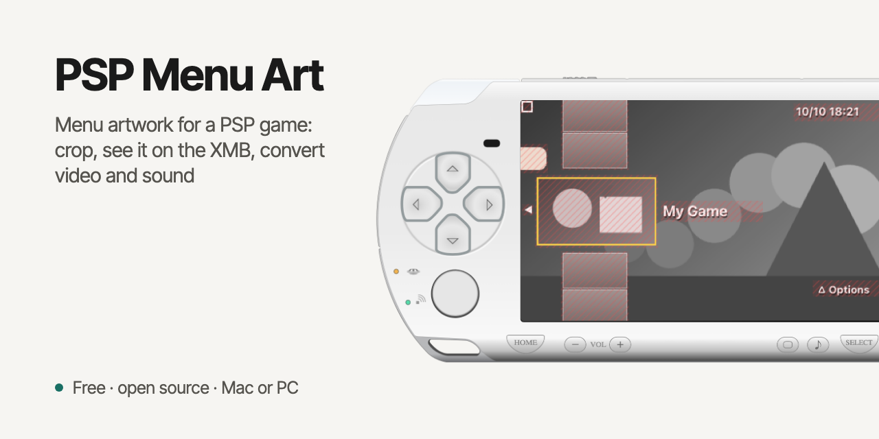 PSP Menu Art: Menu artwork for a PSP game: crop, see it on the XMB, convert video and sound