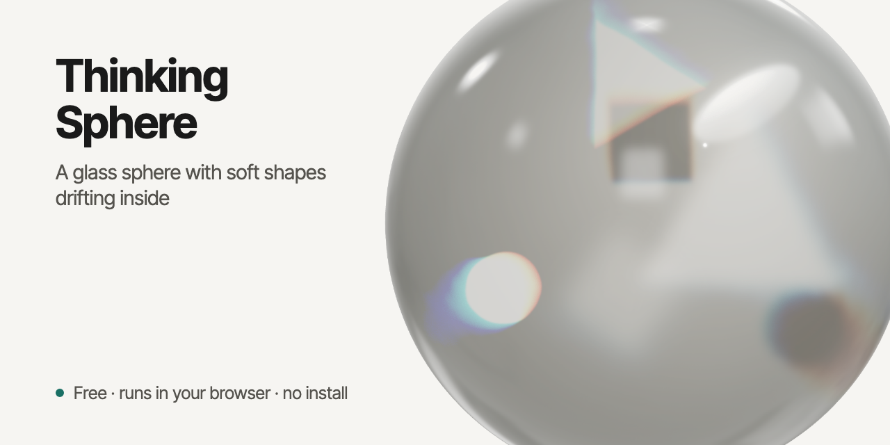 Thinking Sphere: A glass sphere with soft shapes drifting inside