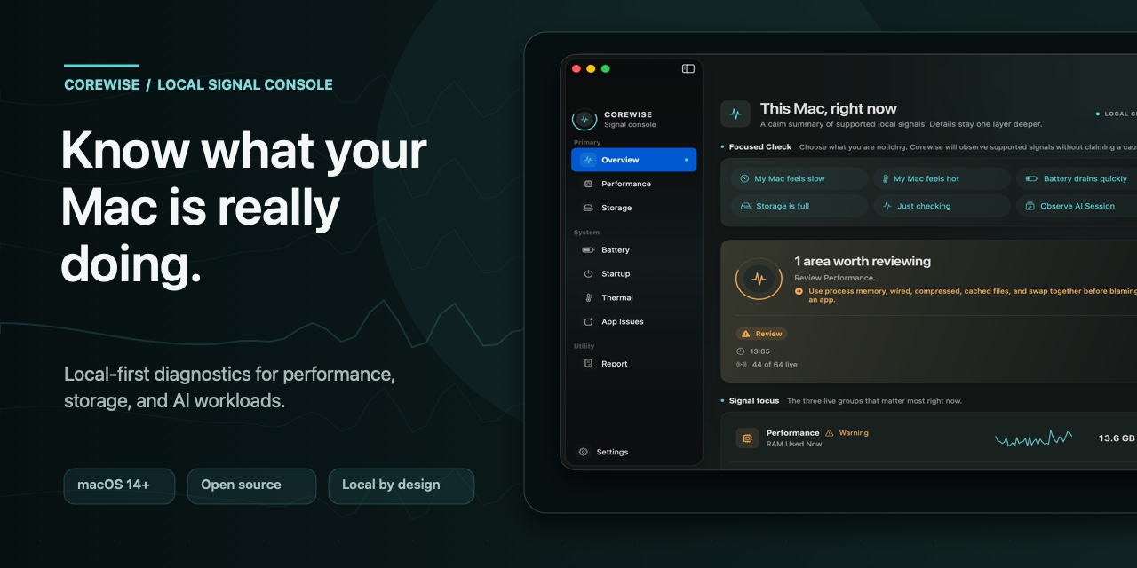 Corewise — local-first macOS diagnostics