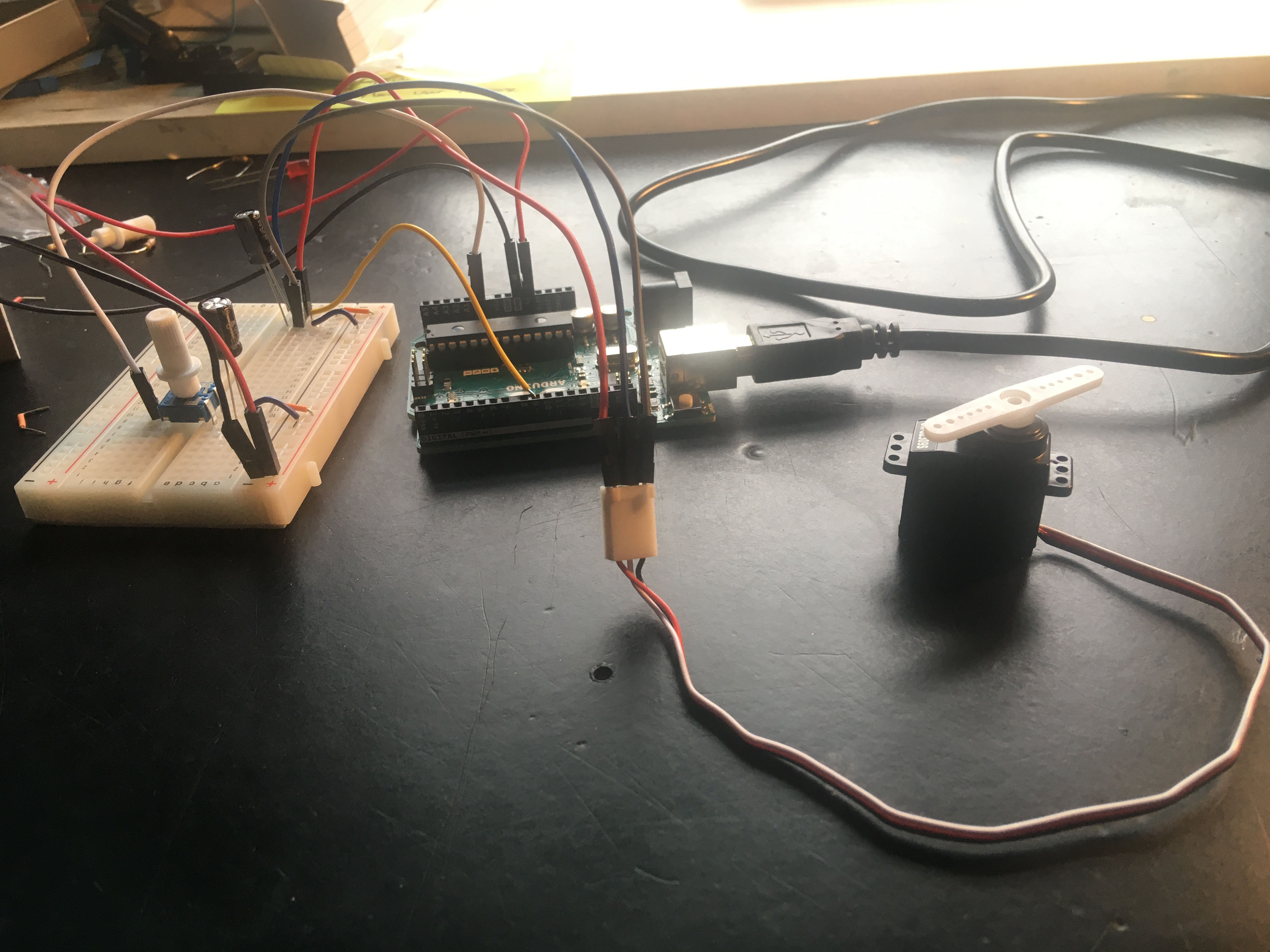 Servo connected to breadboard