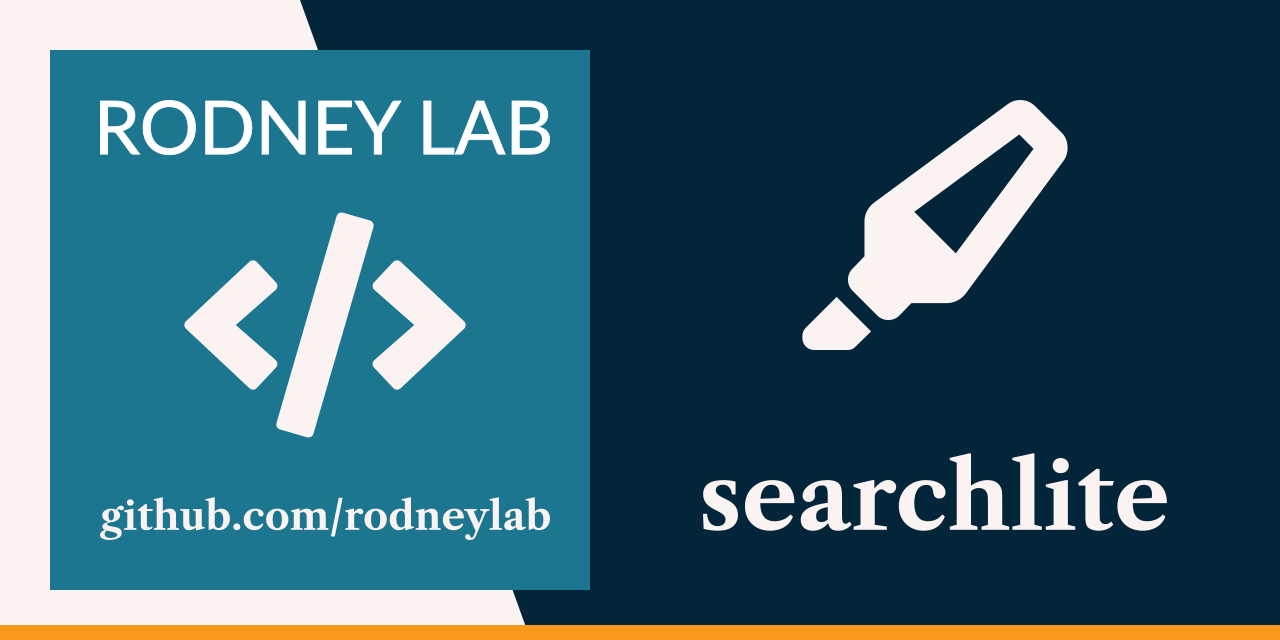 Rodney Lab search lite down Github banner