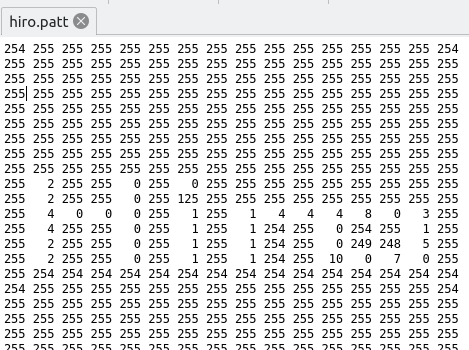 Example output for pattern file