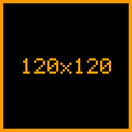 A 120-pixel square placeholder with custom colors