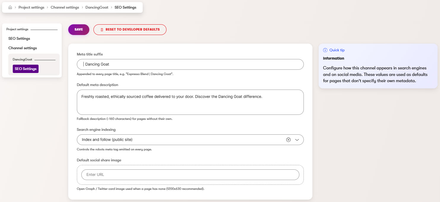 Project Settings Demo