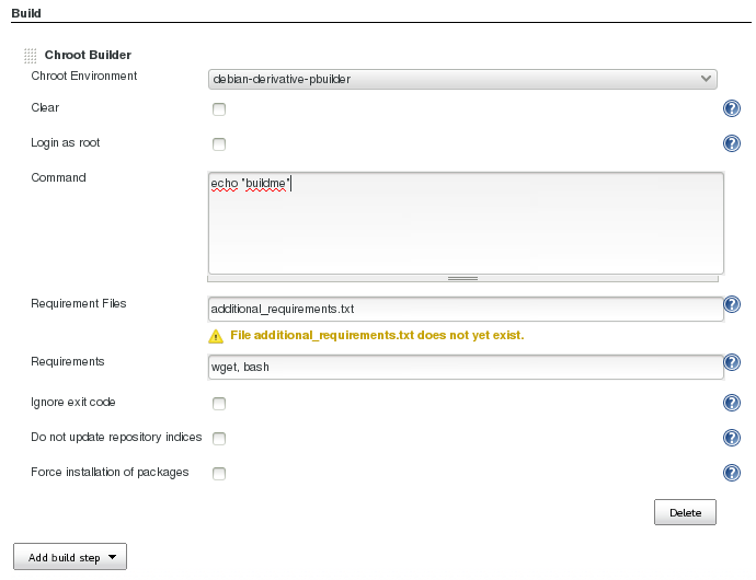 buildstep configuration