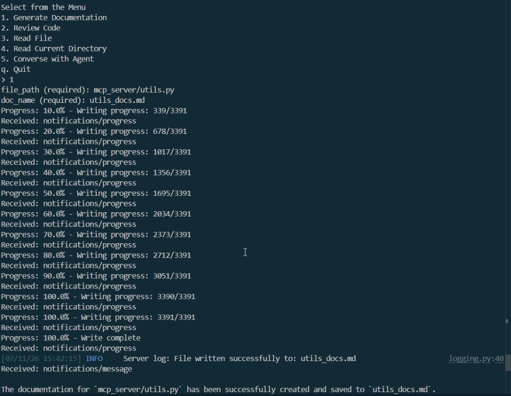 File Writing Progress