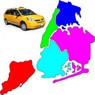 Boroughs of New York City.  Taxicab not to scale.