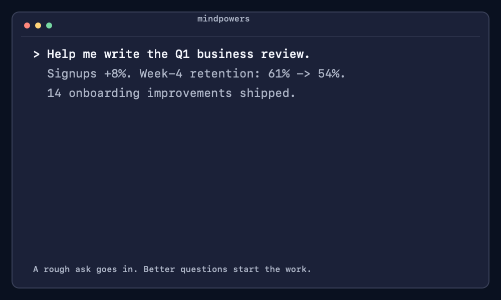 Demo: Mindpowers turns raw business-review data into a decision-ready story before drafting