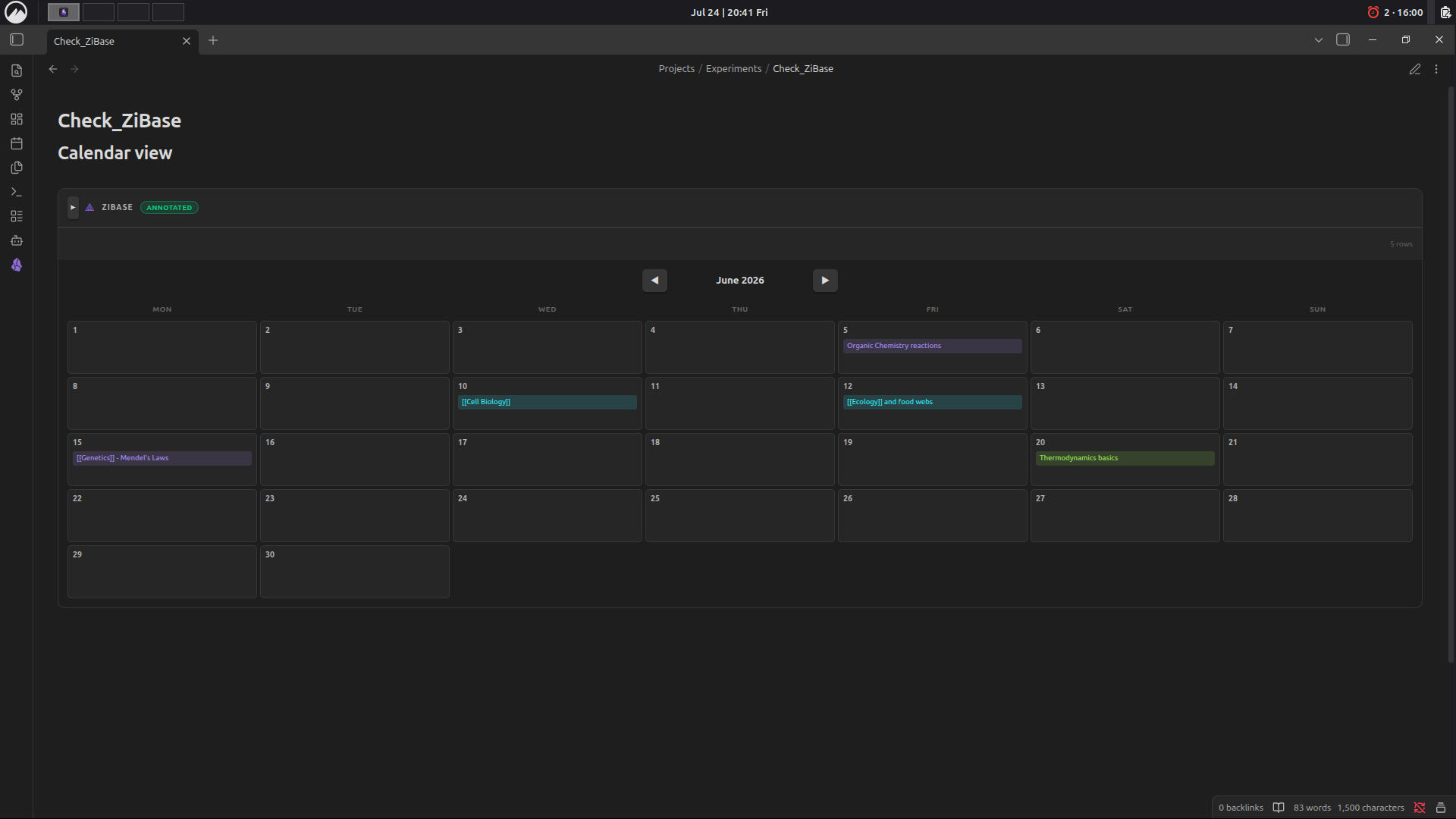 Calendar View