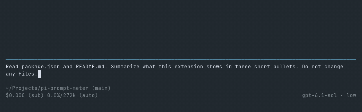 A real Pi session with the live Working meter and the final Prompt Meter row