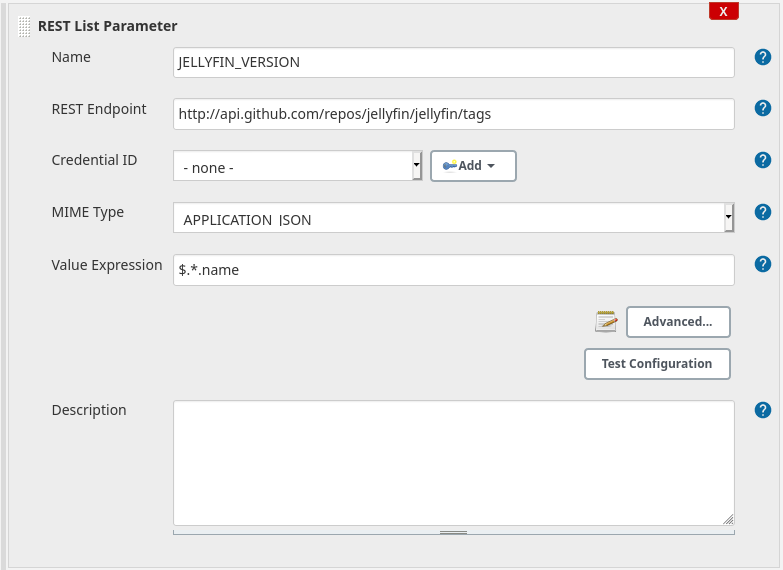 Parameter configuration (Advanced collapsed)