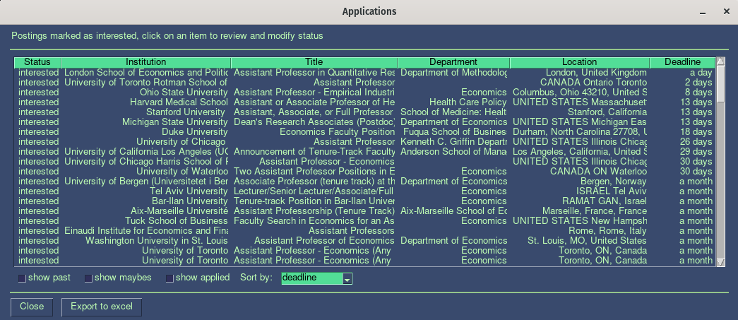 view deadlines