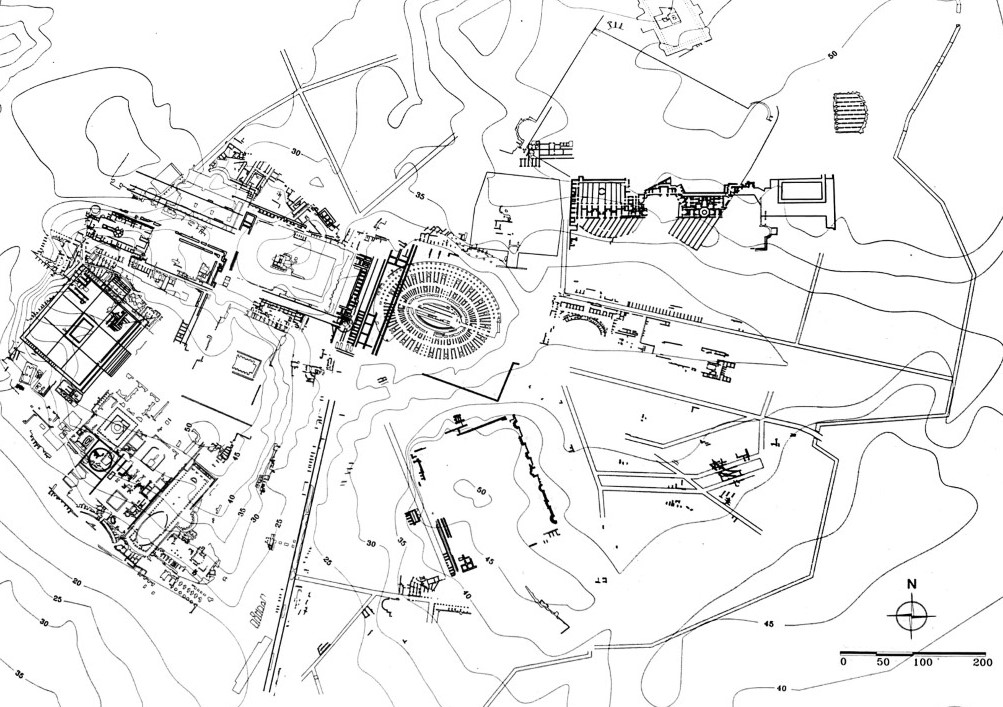 Plan of the Domus Aurea, including the stagnum and hanging gardens of the Domus Tiberiana