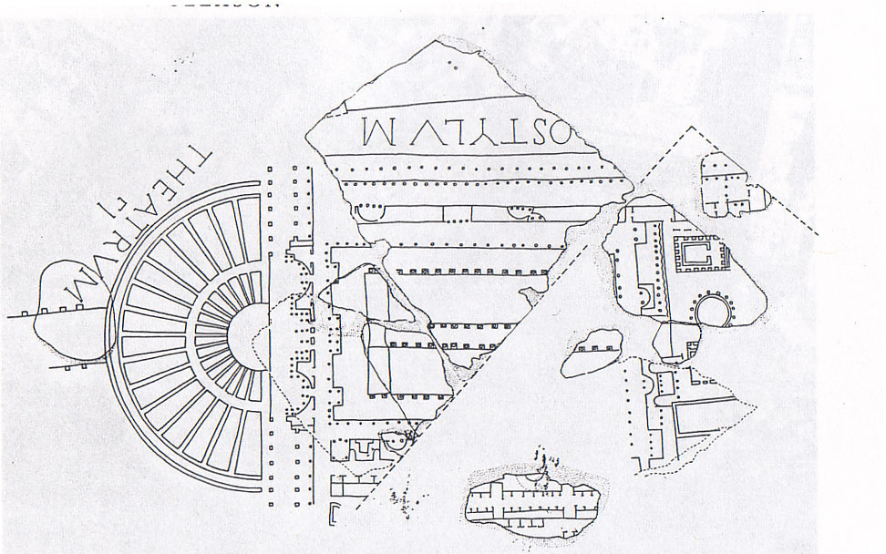 A restored plan of the Porticus of Pompey based on the Marble Plan, the archaeological remains of the Republic temples, and on the foundations of the theater