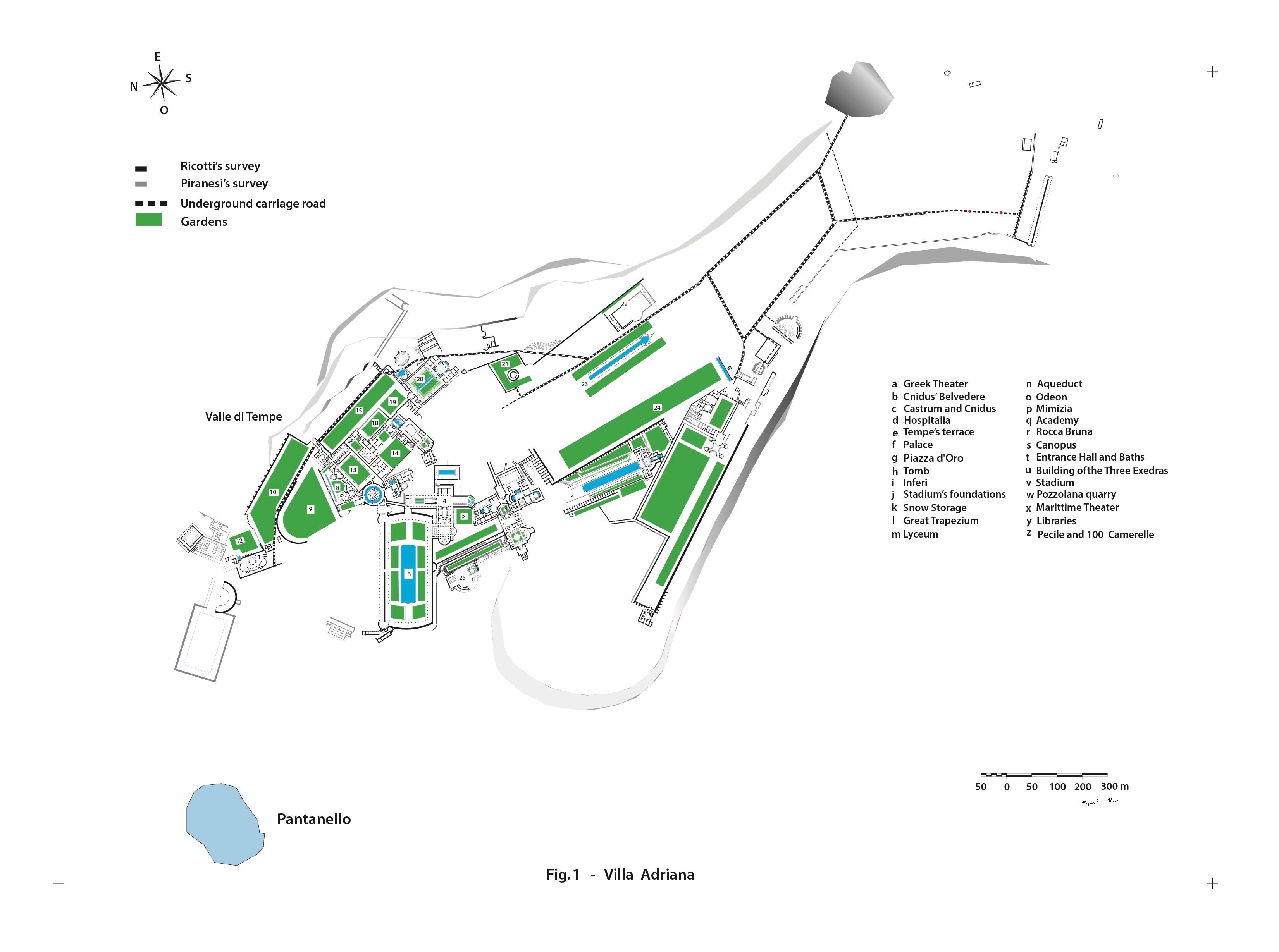 Plan of the gardens at Hadrian's Villa