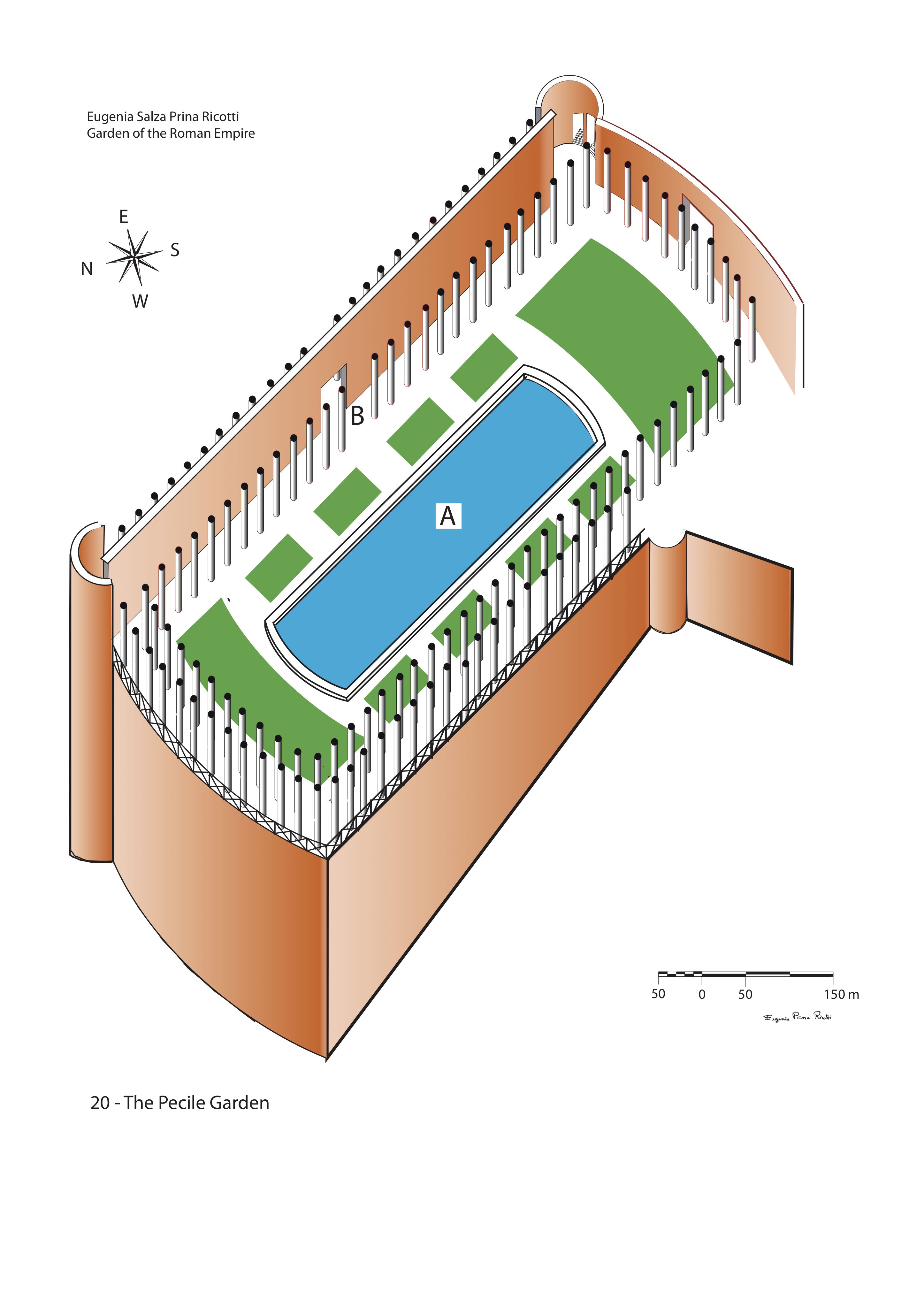 Isometric plan of the Pecile Garden at Hadrian's Villa