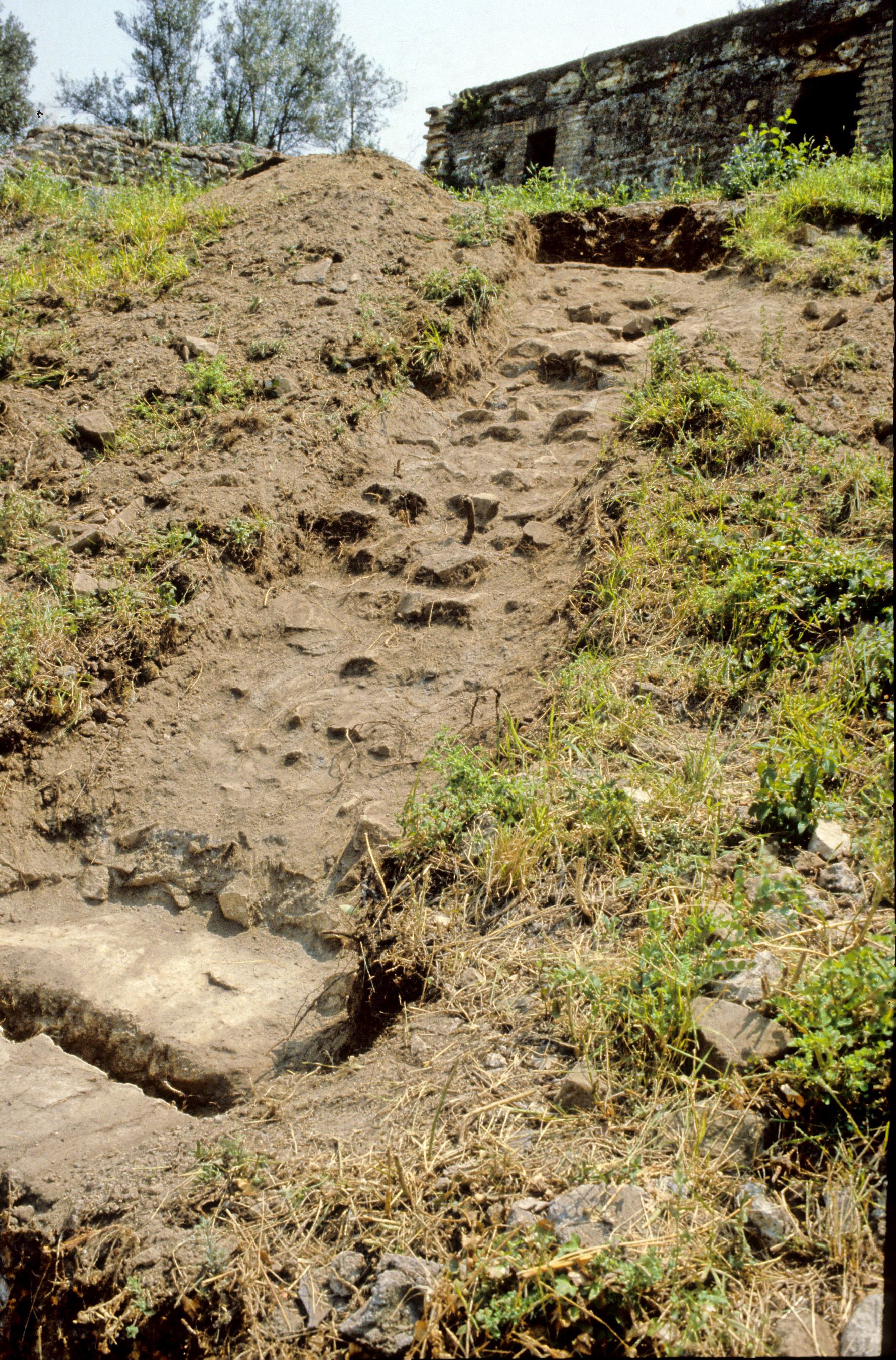 Photograph of the probe along the emicycle of the Palace Nymphaeum at Hadrian's Villa