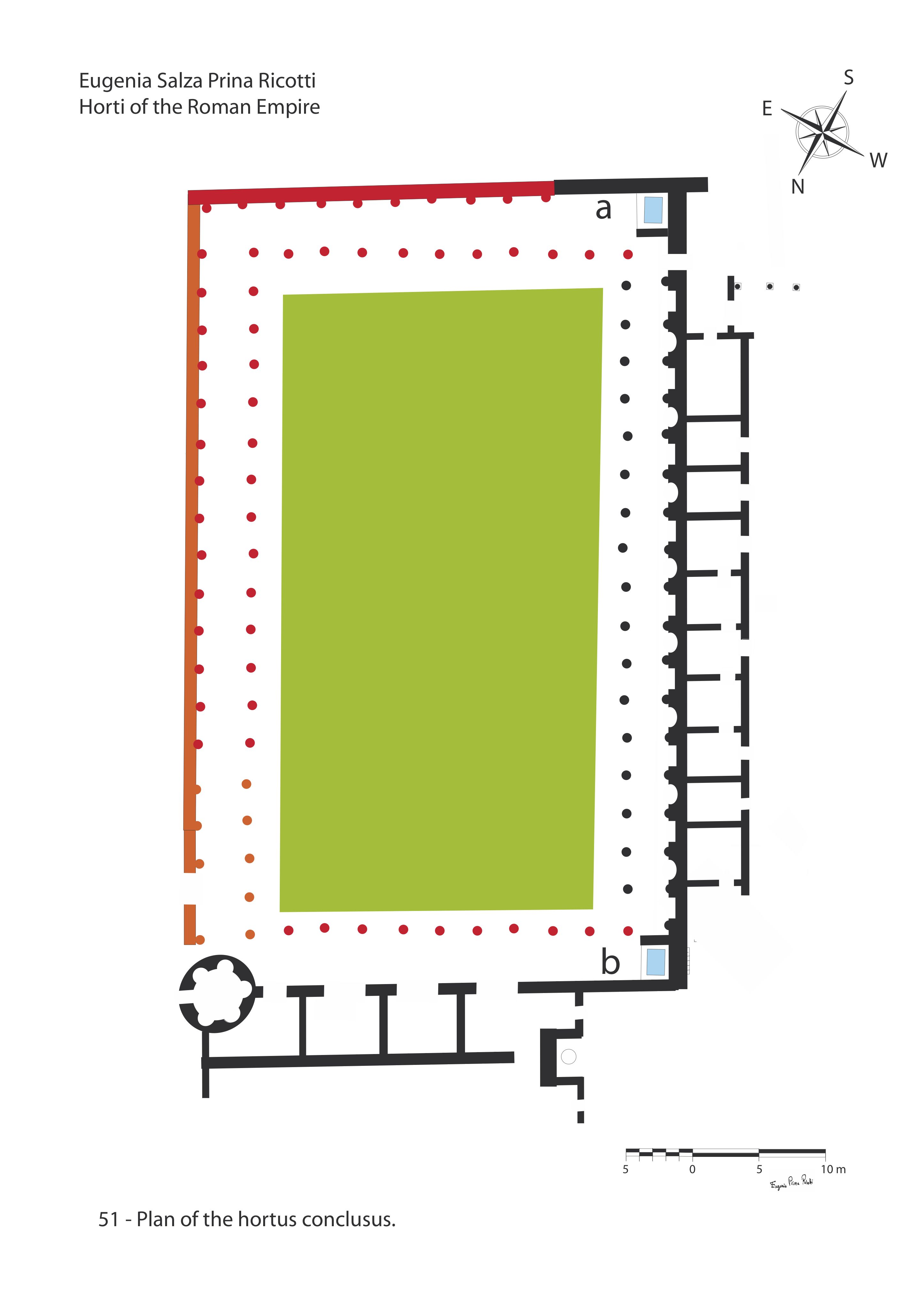 Plan of the hortus conclusus on the eastern side of the Republican villa at Hadrian's Villa