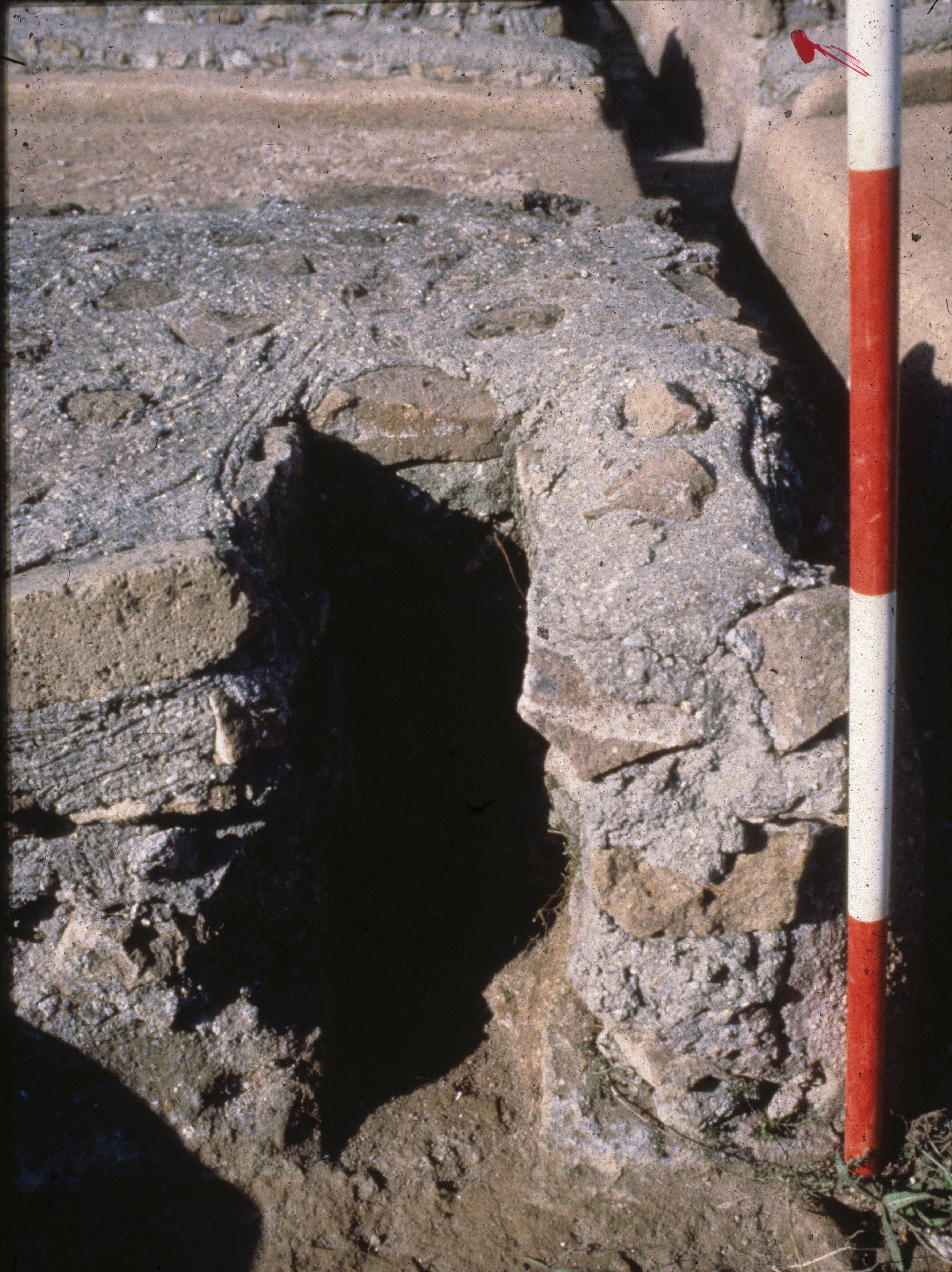 Photograph of the cut for the sluice at the Piazza d'Oro garden Hadrian's Villa