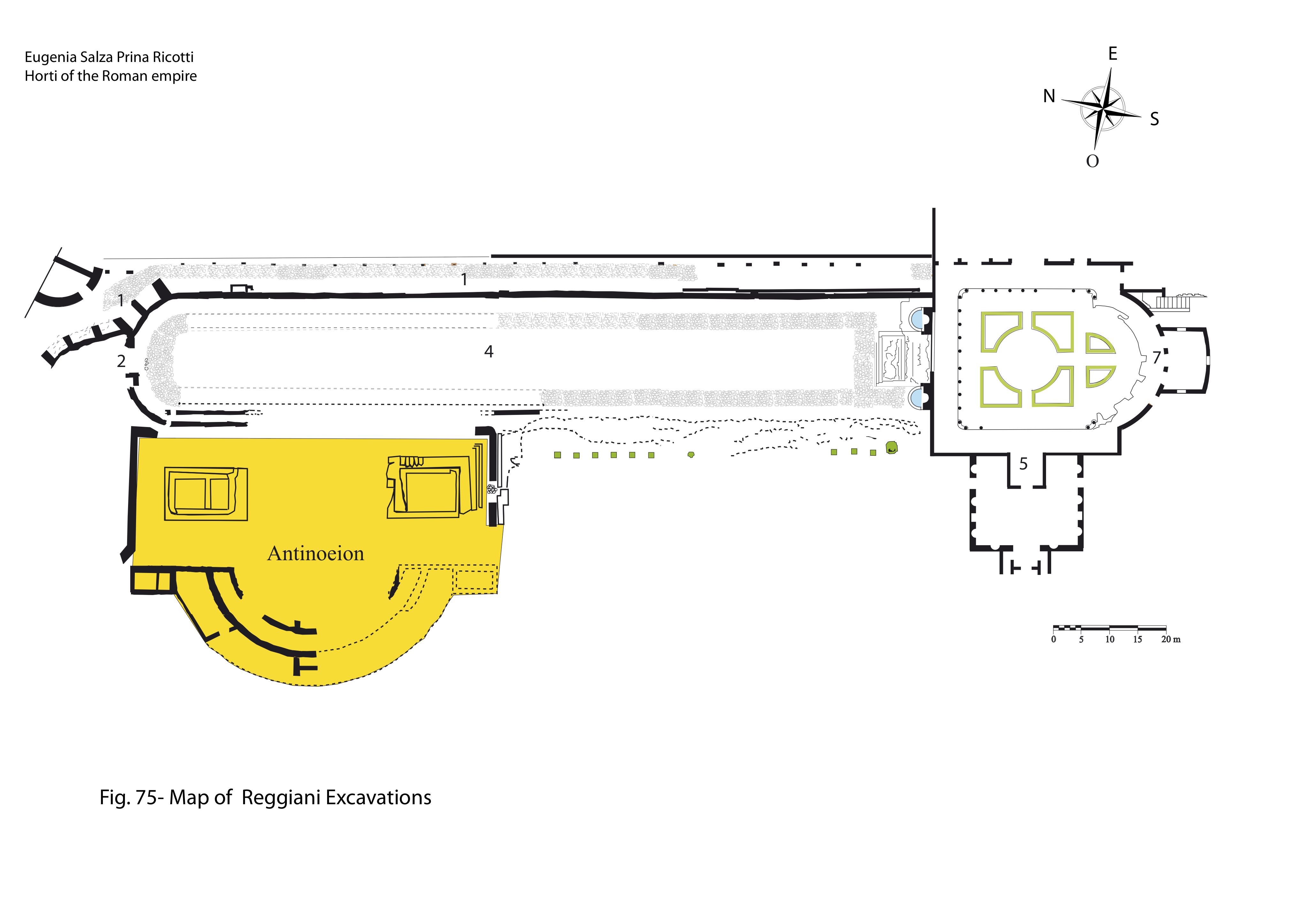 Map of the Reggiani Excavations at Antinous' tomb at Hadrian's Villa