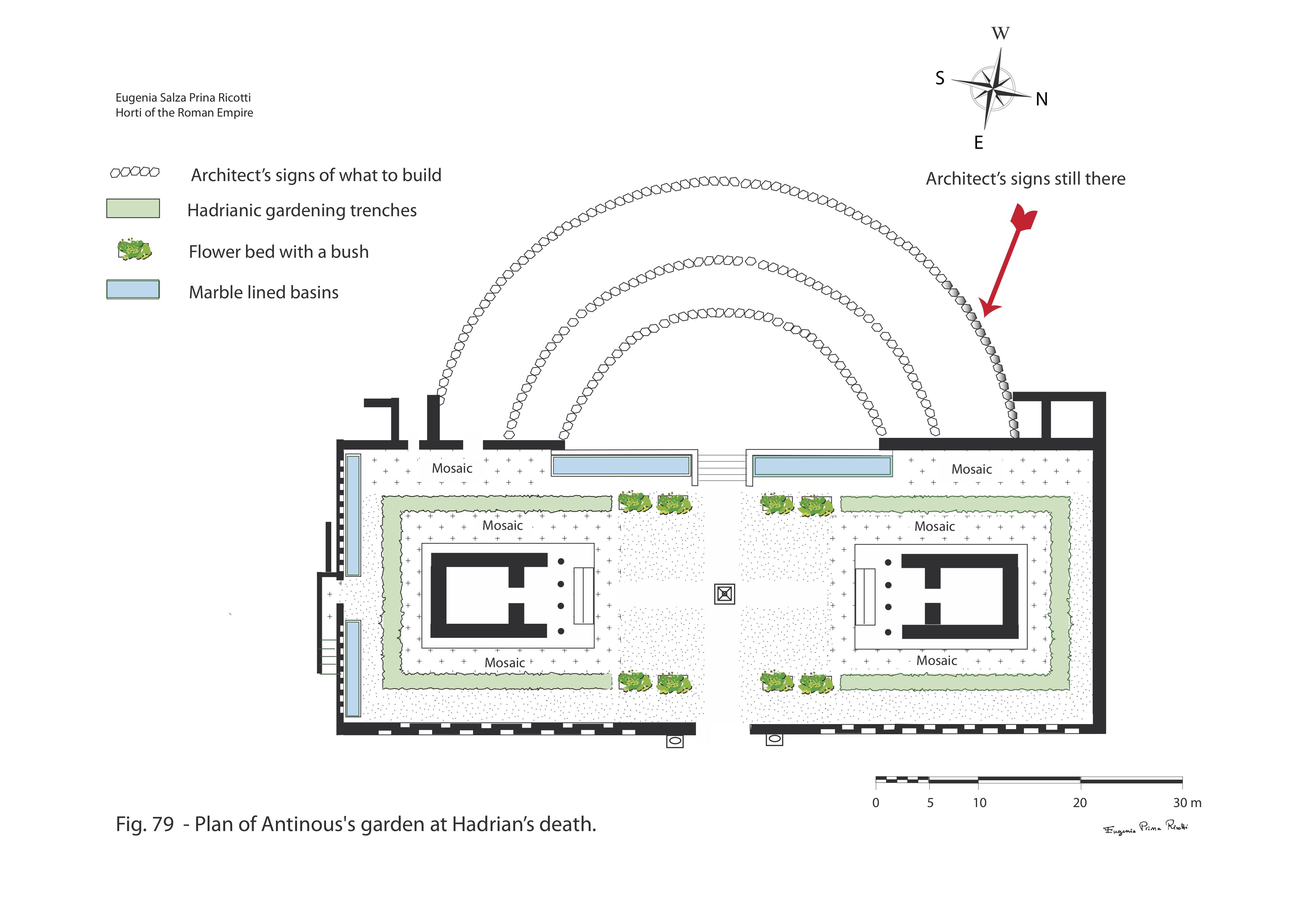 Plan of Antinous' garden at Hadrian's death