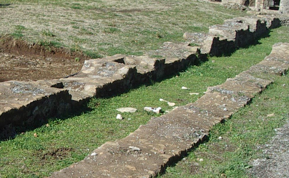 Photograph of what remains of the east facade of Antinous' tomb