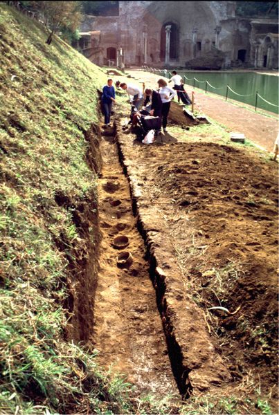 Photograph of the excavation at the Canopus at Hadrian's Villa