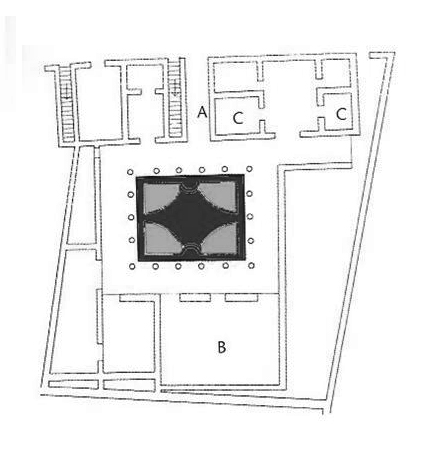 Plan view of House of the Swastika Mosaic at Conimbriga, Lusitania Province, Spain.