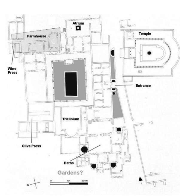 Plan of Villa de Milreu at Estoi Province, Spain.