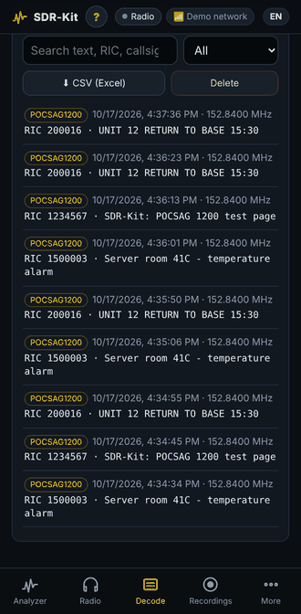 POCSAG pager messages arriving