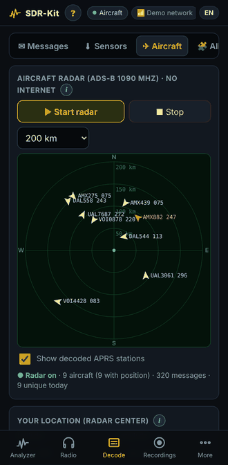 Offline aircraft radar updating