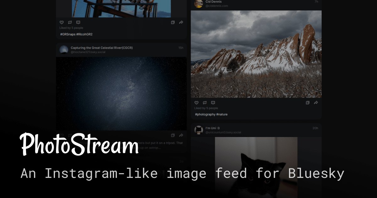 Cover for PhotoStream: Instagram-style Bluesky Image Feed