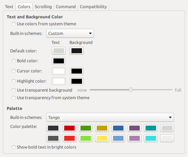 GNOME Terminal Color Settings