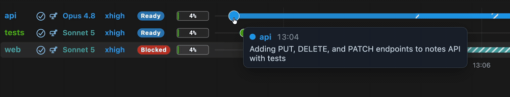 Every session with its status in one view