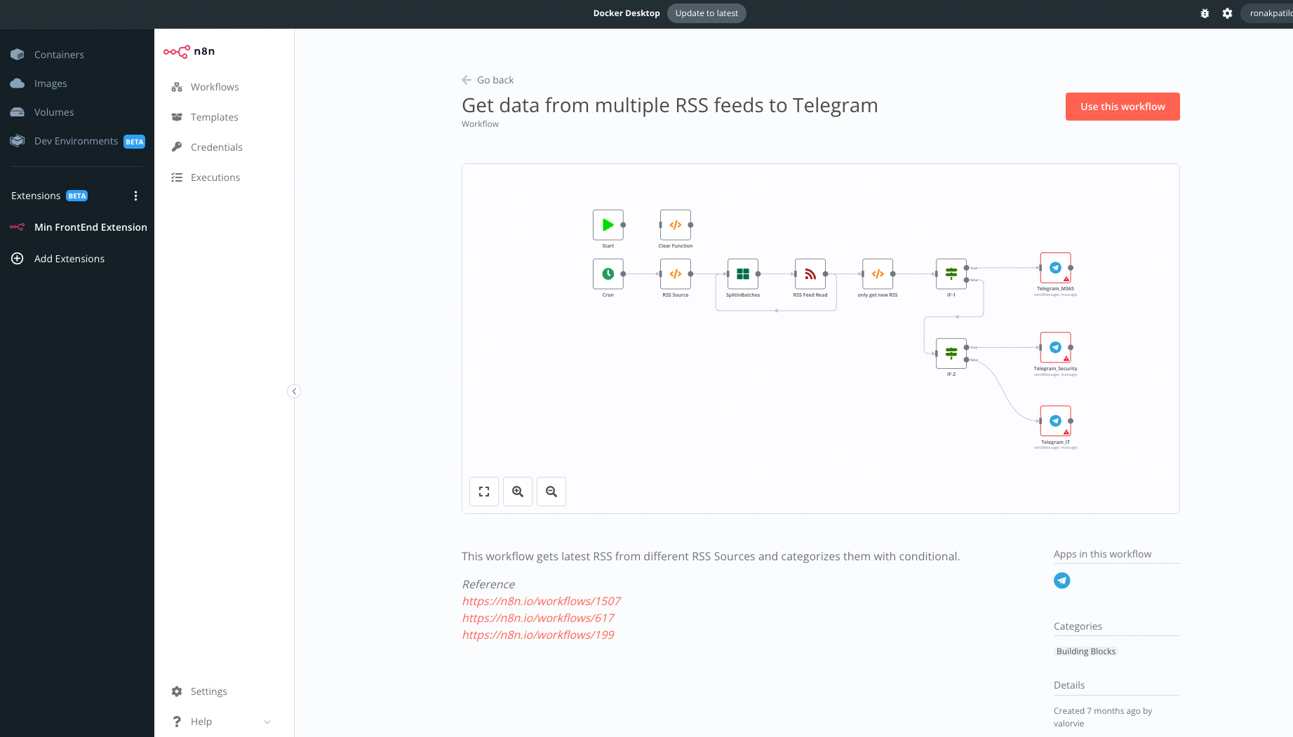 n8n docker extension