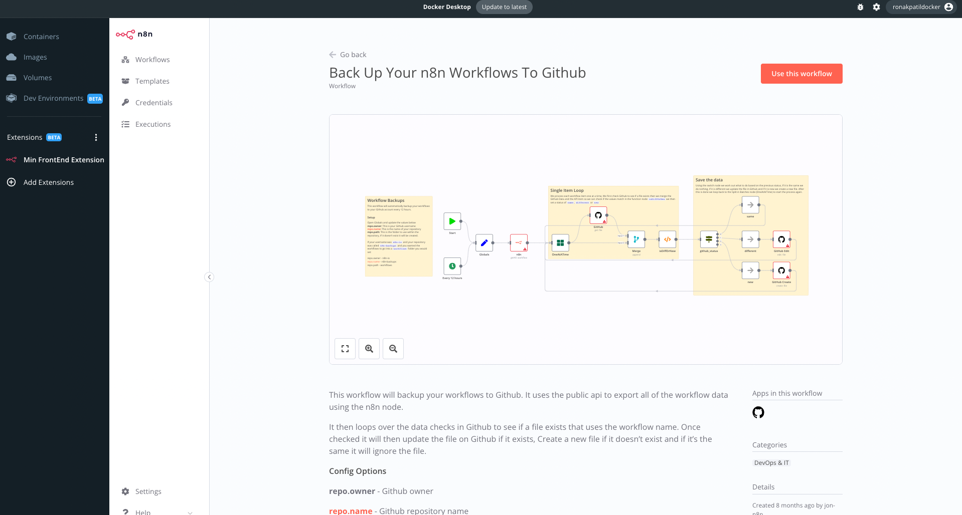 n8n docker extension