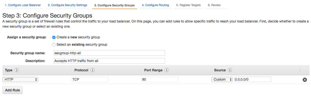 Security Group configuration