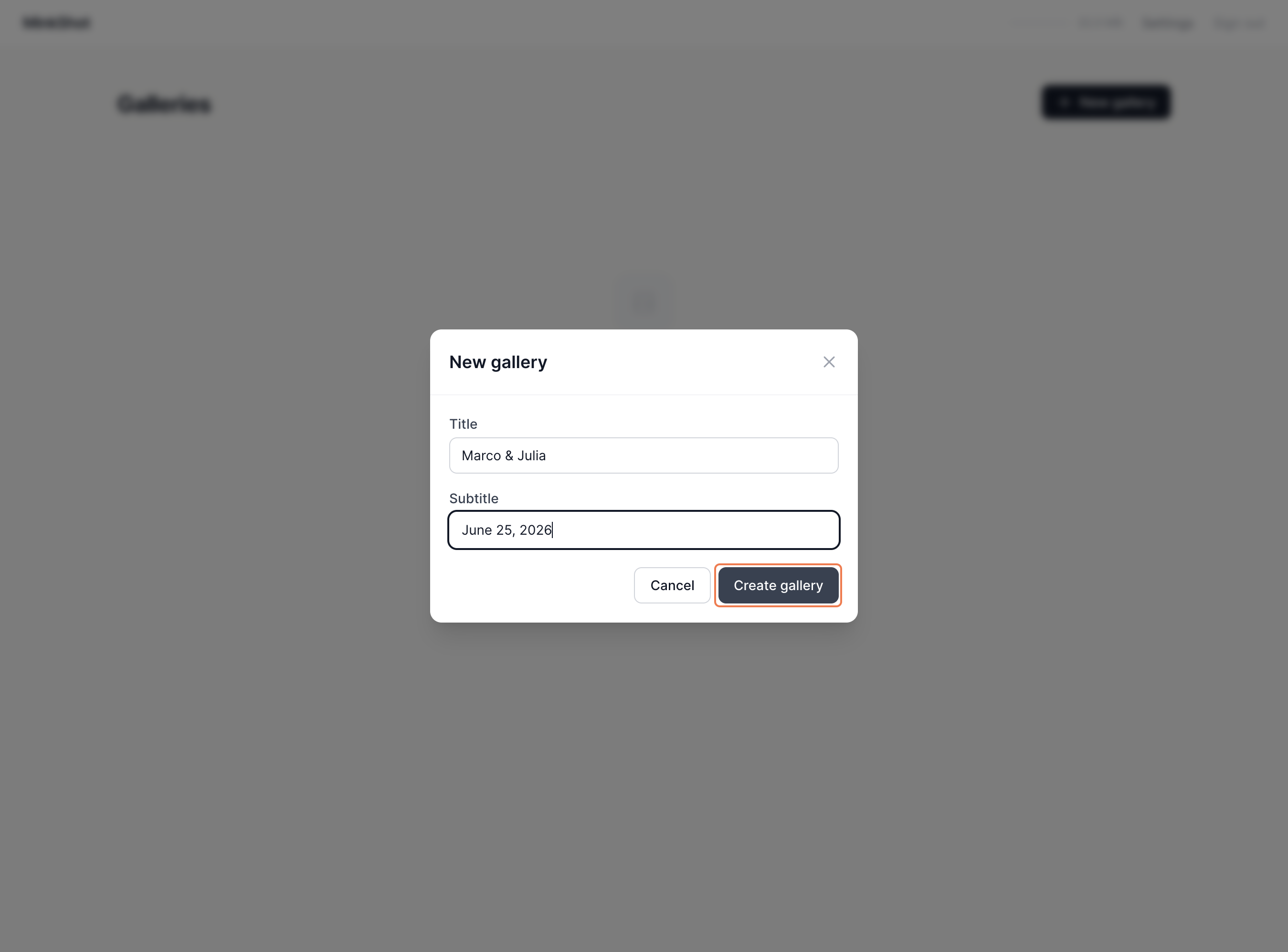 Step 4 — Click on Create gallery