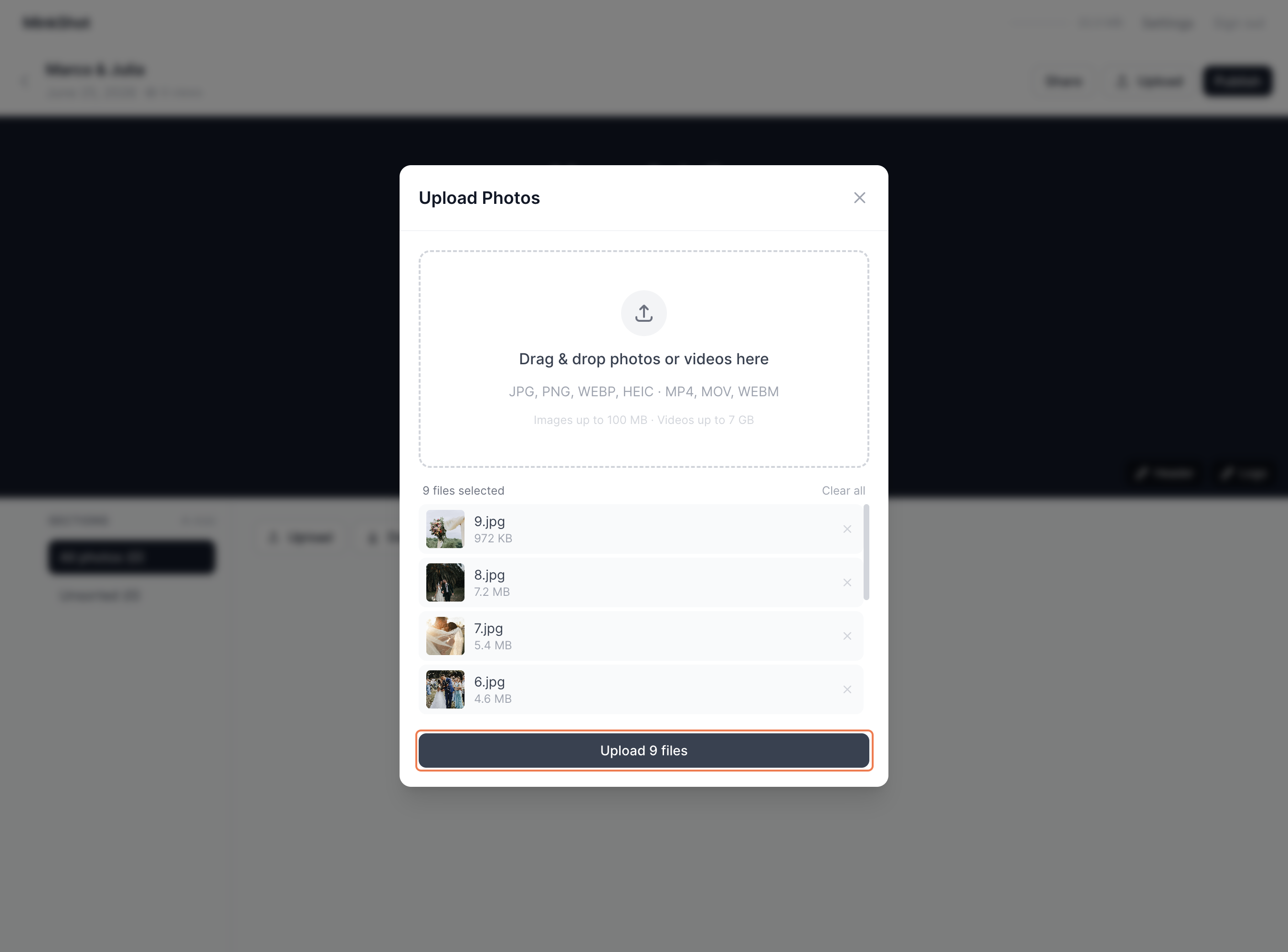 Step 7 — Select files and click Upload