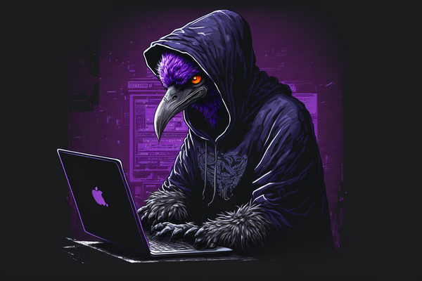 Nostr hacker sitting at a laptop