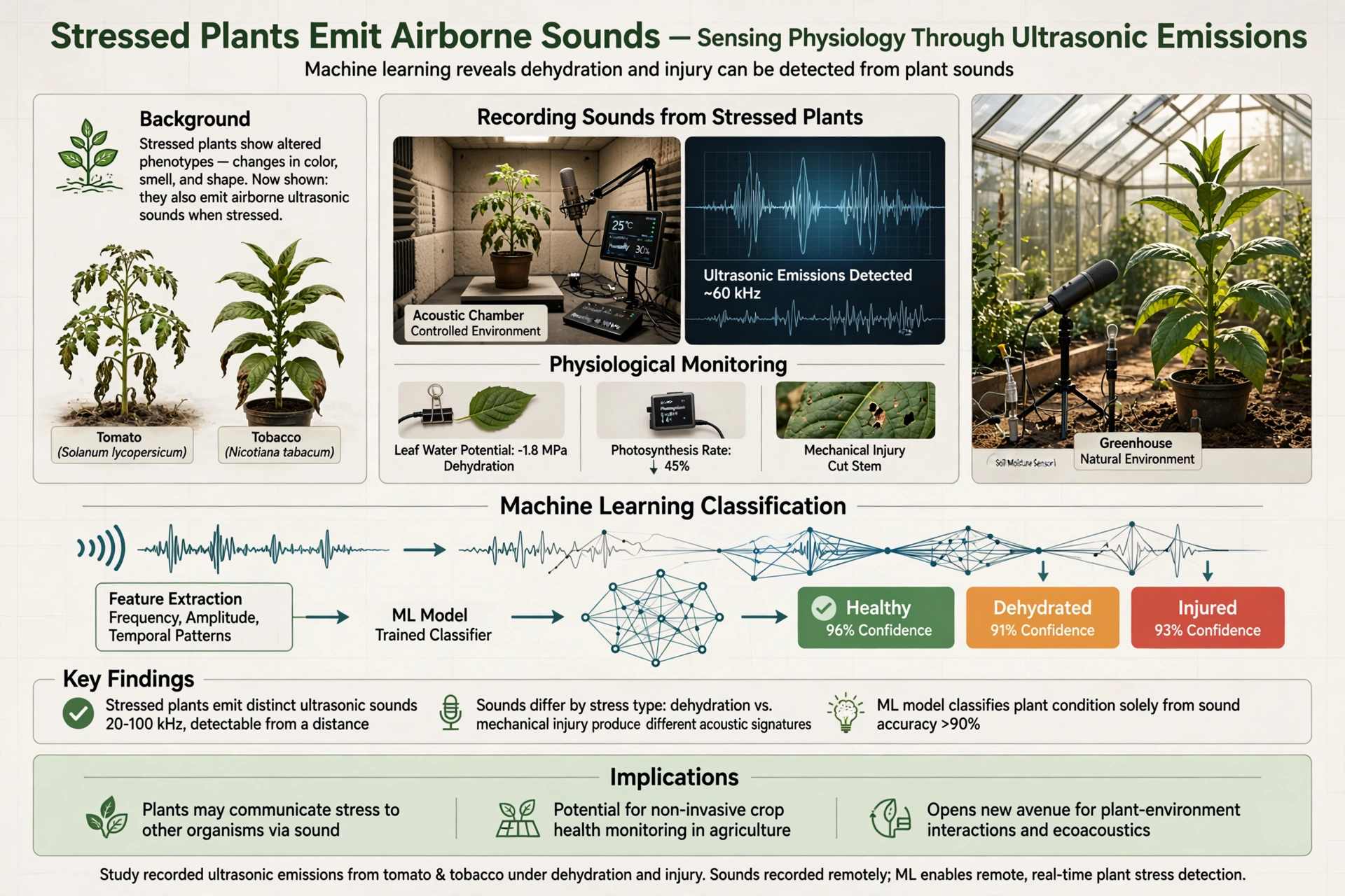 Close-up of a technological overlay representing acoustic plant monitoring and precision agriculture